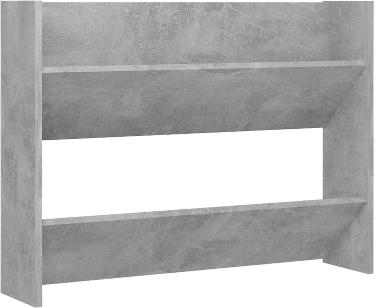 WandSchoenenkast | Schoenenrek | Opbergkast 80x18x60 cm bewerkt hout betongrijs (6248446695600)