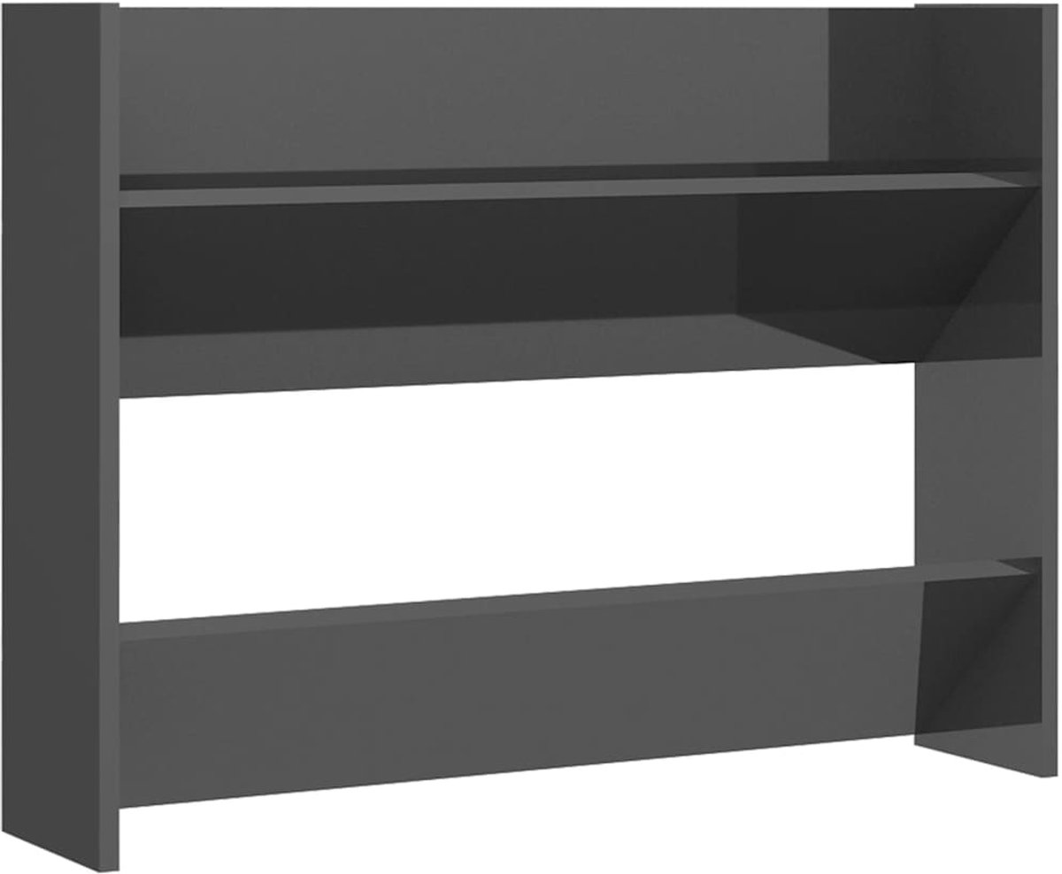 WandSchoenenkast | Schoenenrek | Opbergkast 80x18x60 cm bewerkt hout hoogglans grijs (6248446695617)