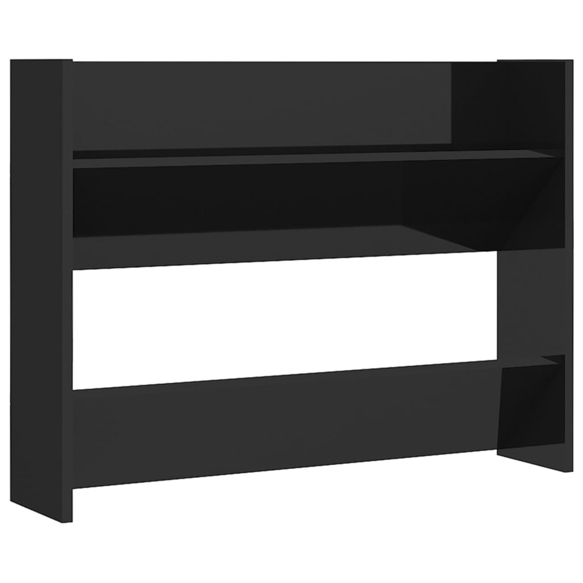 WandSchoenenkast | Schoenenrek | Opbergkast 80x18x60 cm bewerkt hout hoogglans zwart (6248446695624)