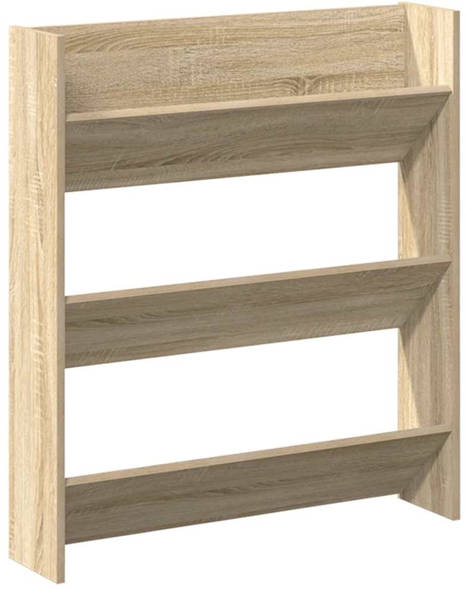 WandSchoenenkast | Schoenenrek | Opbergkast 80x18x90 cm bewerkt hout sonoma eikenkleur (6248446695679)