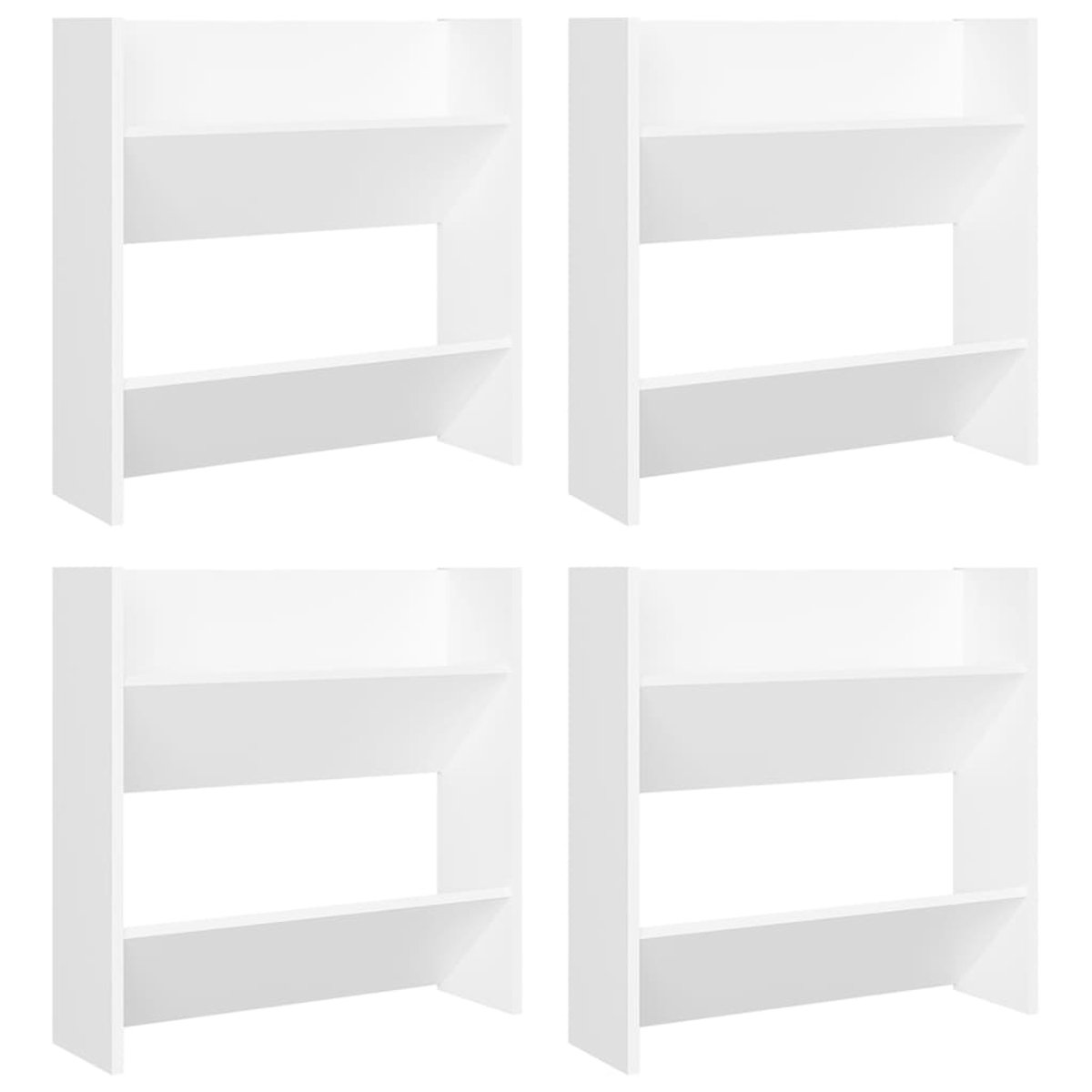 WandSchoenenkast | Schoenenrek | Opbergkasten 4 st 60x18x60 cm bewerkt hout wit (6248446695808)