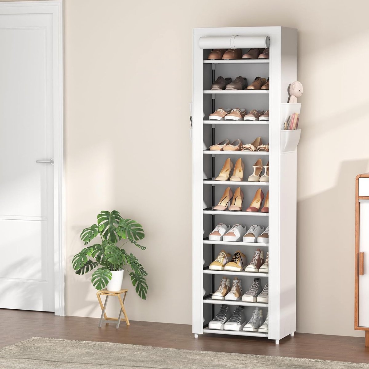 schoenenrek met 11 niveaus, smal en hoog schoenenkast voor 20-22 paar schoenen/wit (8785356075163)