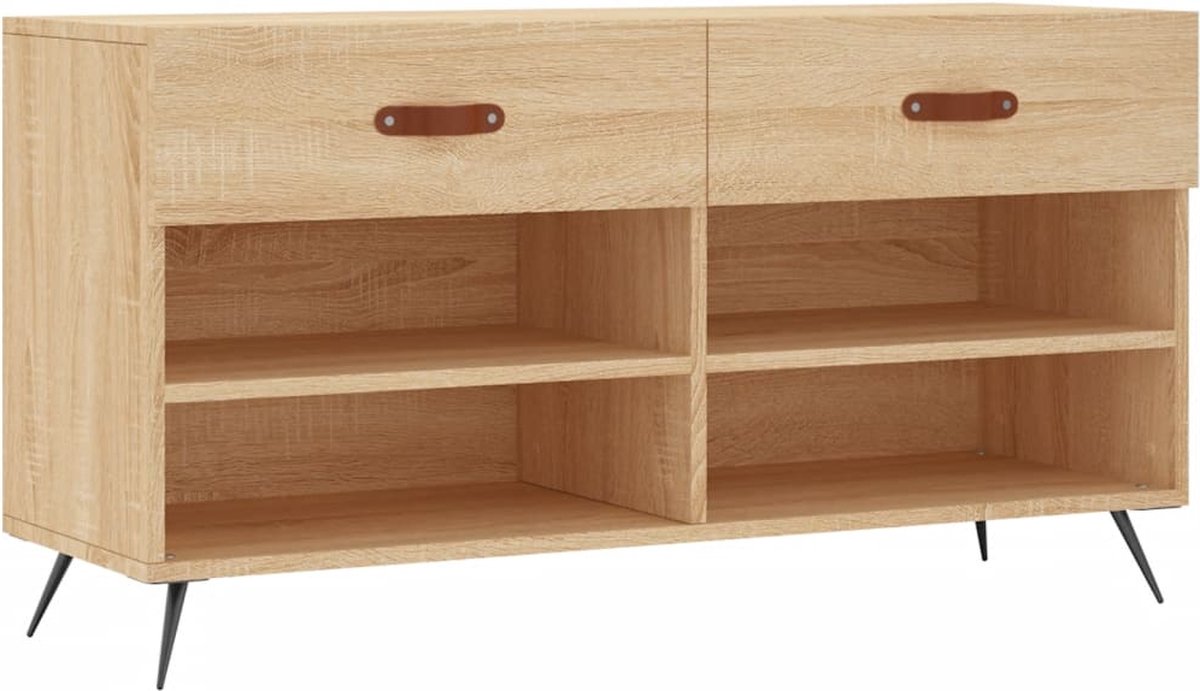 vidaXL - Schoenenbank - 102x35x55 - cm - bewerkt - hout - sonoma - eikenkleurig (8720845441913)