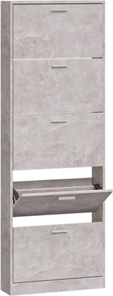 vidaXL - Schoenenkast - 59x17x169 - cm - bewerkt - hout - betongrijs (8720286944844)