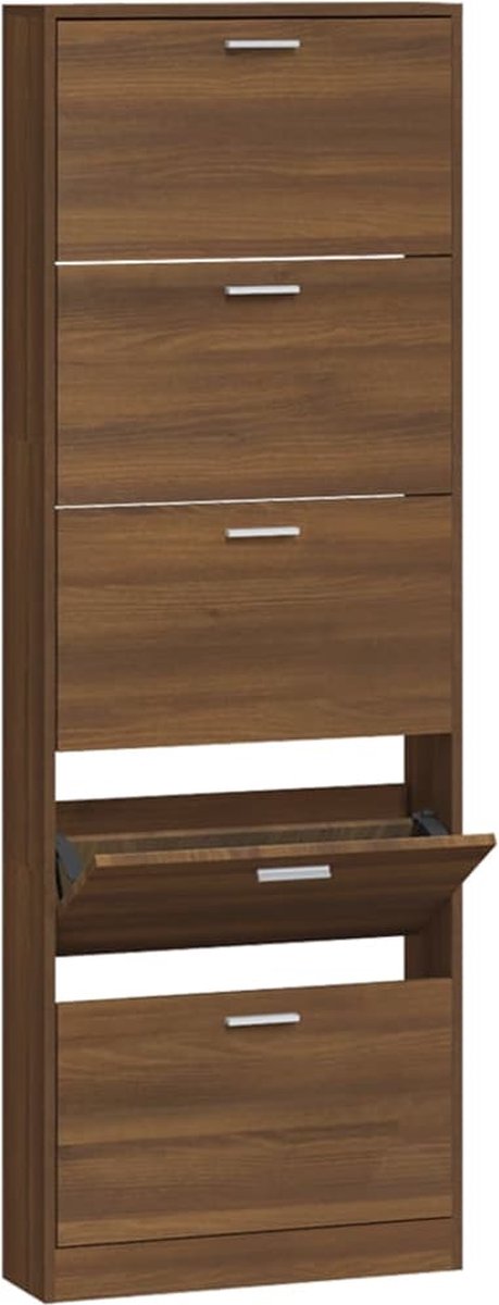 vidaXL - Schoenenkast - 59x17x169 - cm - bewerkt - hout - bruin - eikenkleur (8720286944882)