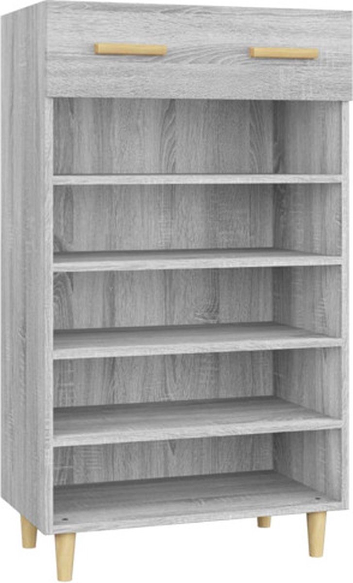 vidaXL - Schoenenkast - 60x35x105 - cm - bewerkt - hout - grijs - sonoma - eikenkleur (8720287086635)