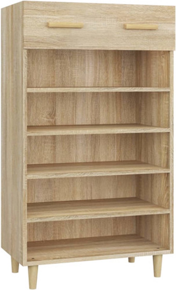 vidaXL - Schoenenkast - 60x35x105 - cm - bewerkt - hout - sonoma - eikenkleurig (8720287082941)