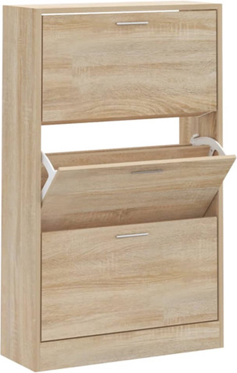 vidaXL - Schoenenkast - 63x24x103 - cm - bewerkt - hout - sonoma - eikenkleurig (8720286945223)