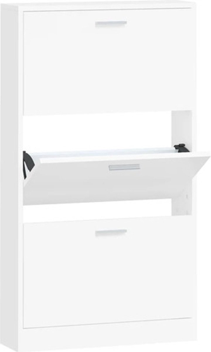vidaXL - Schoenenkast - Wit - 59x17x108 - cm - Bewerkt - Hout (8720286944974)