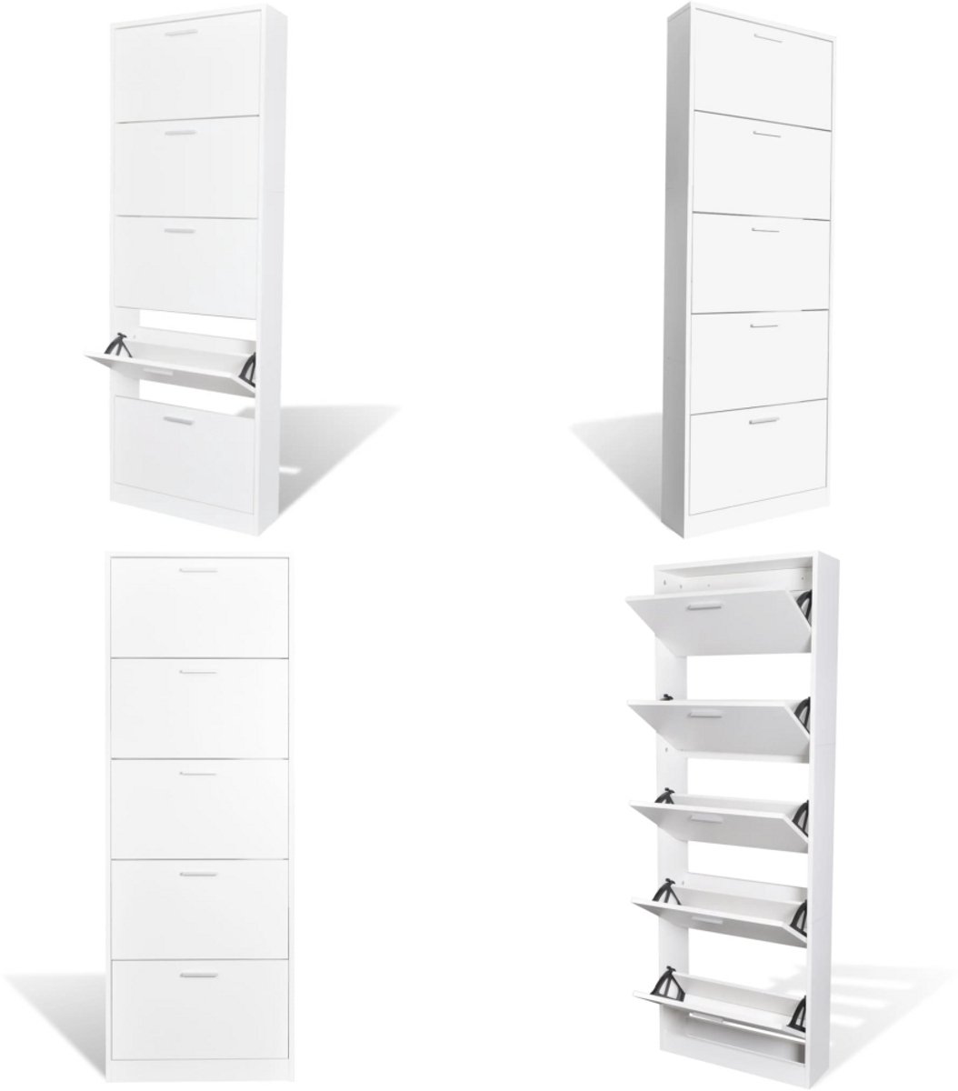 vidaXL Schoenenkast hout met 5 opbergvakken wit - Houten Schoenenkast - Houten Schoenenkasten - Schoenenkast - Schoenenkasten (8222034682379)