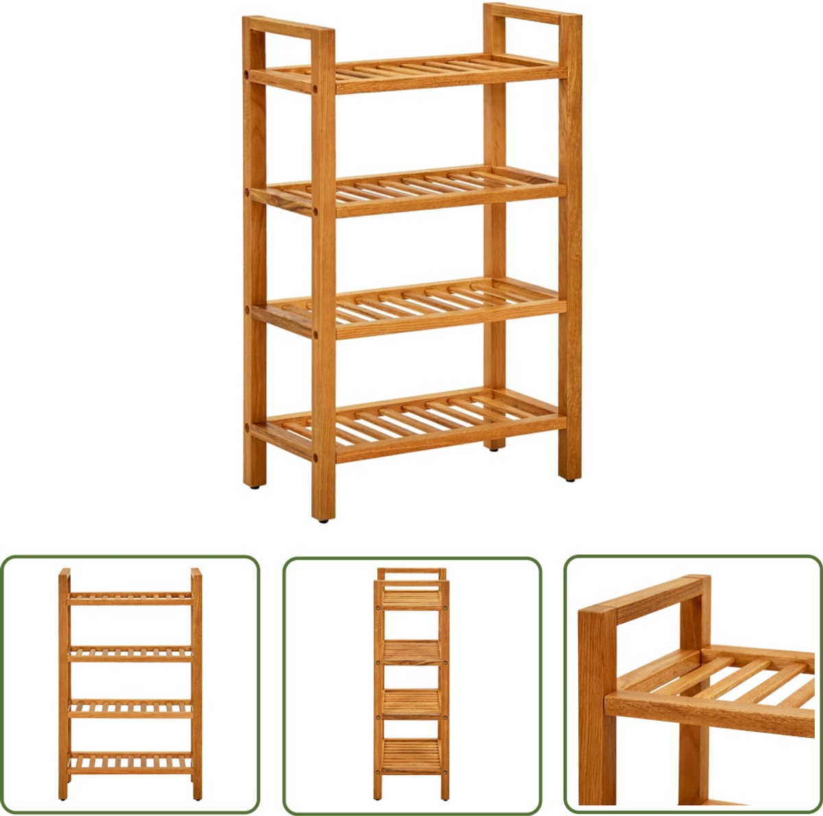vidaXL Schoenenrek - 4 schappen - Massief eikenhout Schoenenrek - Eikenhouten Schoenenrek - Schoenenkast - Vintage Schoenenkast - Landelijke Schoenenkast (8202522827758)