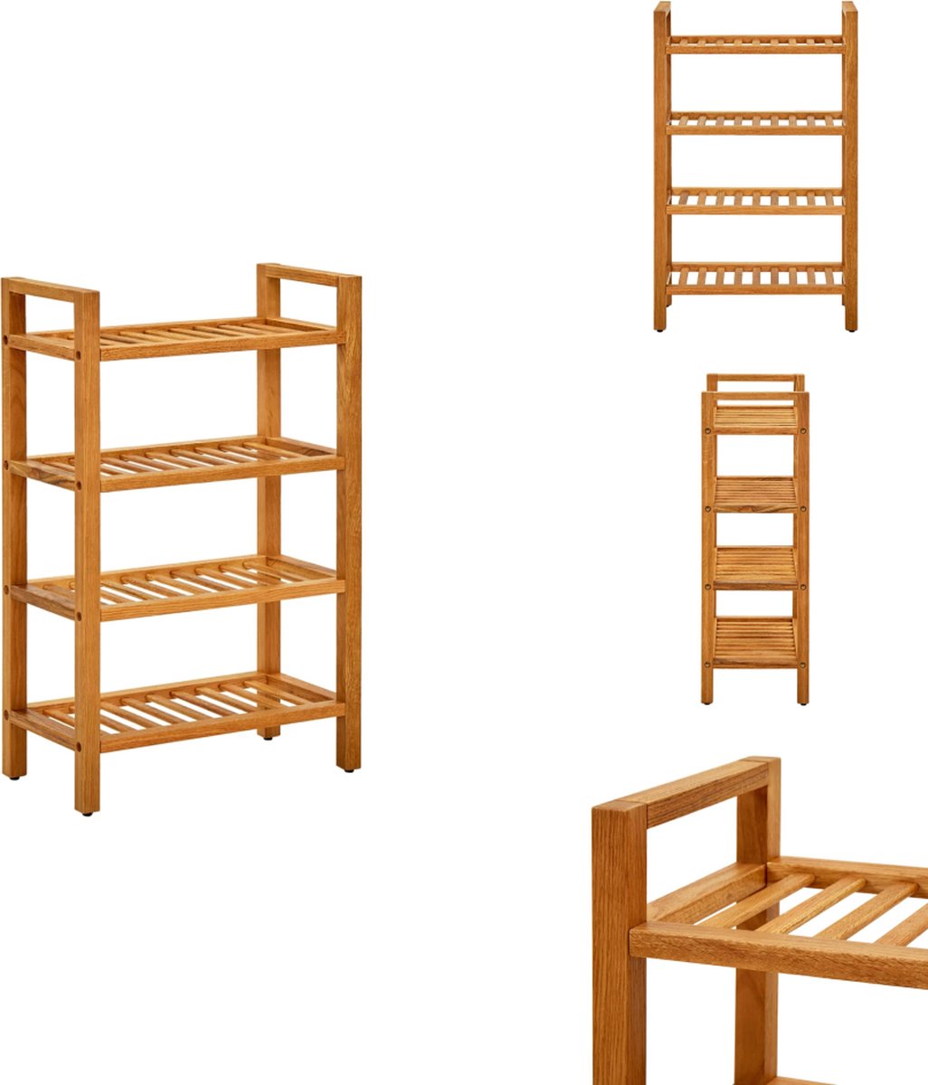 vidaXL Schoenrek - Schoenrekken - Schoenorganiser - Schoenorganisers - Schoenenrek met 4 schappen 50x27x80 cm massief eikenhout (8721032943555)