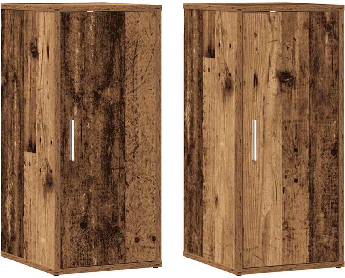 2 st Schoenenkast | Schoenenrek | Opbergkasten 32x35x70 cm bewerkt hout oud houtkleurig (6248446695112)