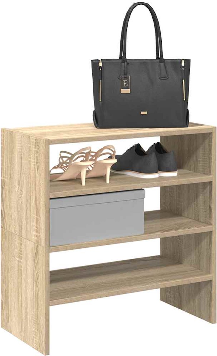 2 st Schoenenkast | Schoenenrekken stapelbaar 60x30x30,5 cm sonoma eikenkleur (6248446699189)