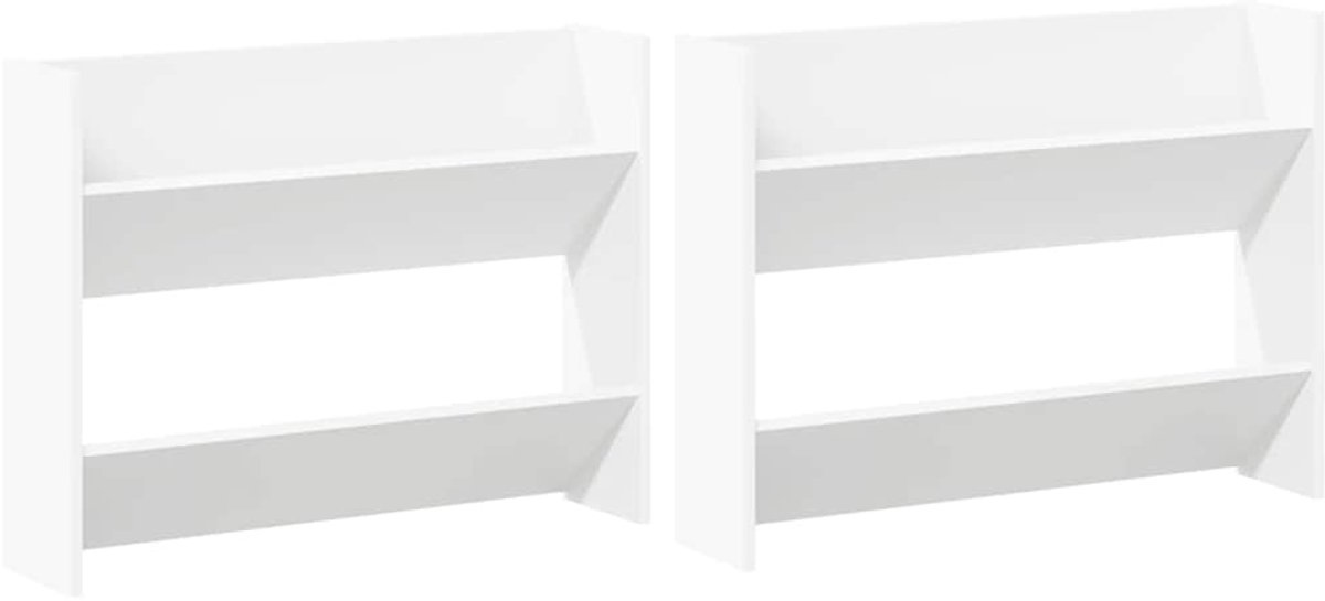 2 st Wandschoenenkast | Schoenenreken 80x18x60 cm spaanplaat wit (6932537461761)