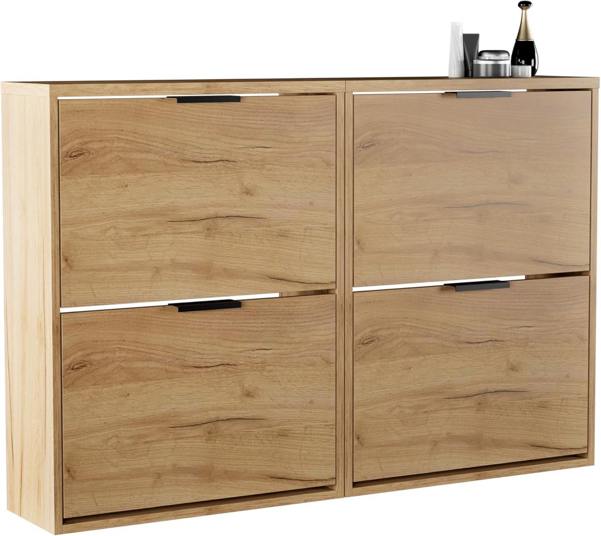 2x Smalle Schoenenkast met 2 Kleppen - Ruimtebesparende Schoenenrek voor Hal en Gang - 60cm Breed (9101060337783)