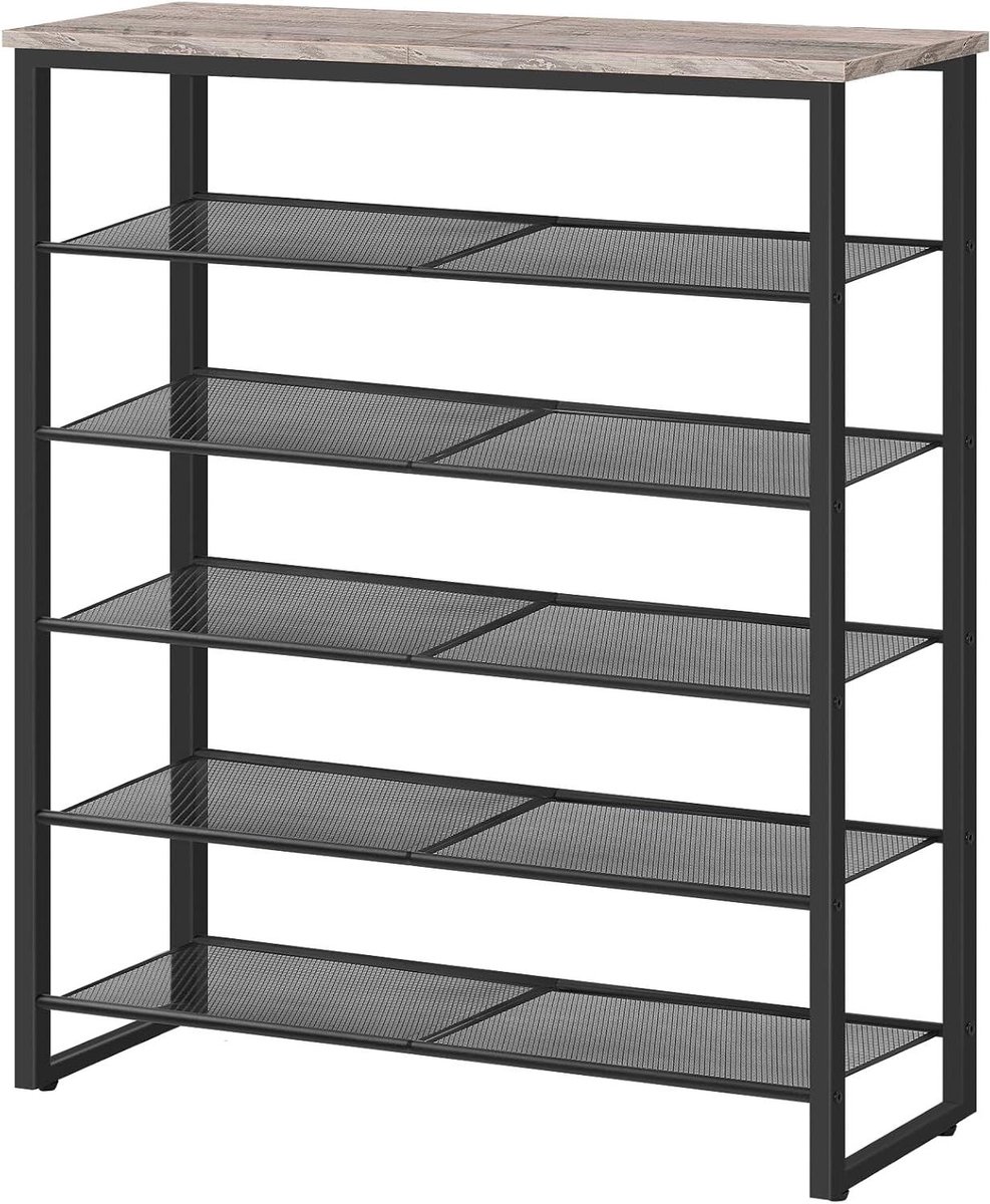 6-laags Schoenenrek voor 18-24 paar - Grote Schoenenkast voor Hal, Gang en Studentenkamer - Grijs en Zwart - Organizer met veel opbergruimte (6153207779751)