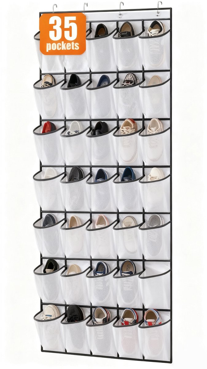 BOTC Schoenenzak hangend - Schoenen opberger - 35 vakken - Schoenenzak - Hangende opberger - Wit (8721049719129)