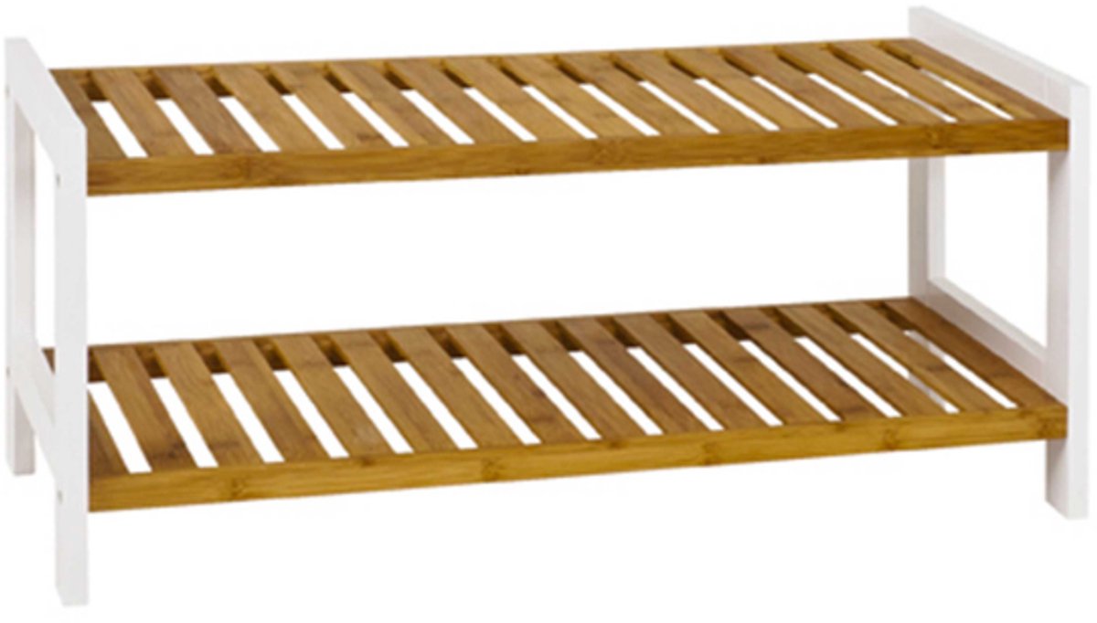 Bijzetrekje Bethany - 70x26x34 cm - Bamboe/MDF - Haku - Schoenenrek - Wit - Hout; MDF (4001070383297)