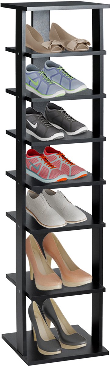 COSTWAY Schoenenstandaard, in hoogte verstelbaar, ruimtebesparend schoenenrek van hout, verticaal schoenenrek, vrijstaand hoekrek voor ingang, hal (0015706497719)