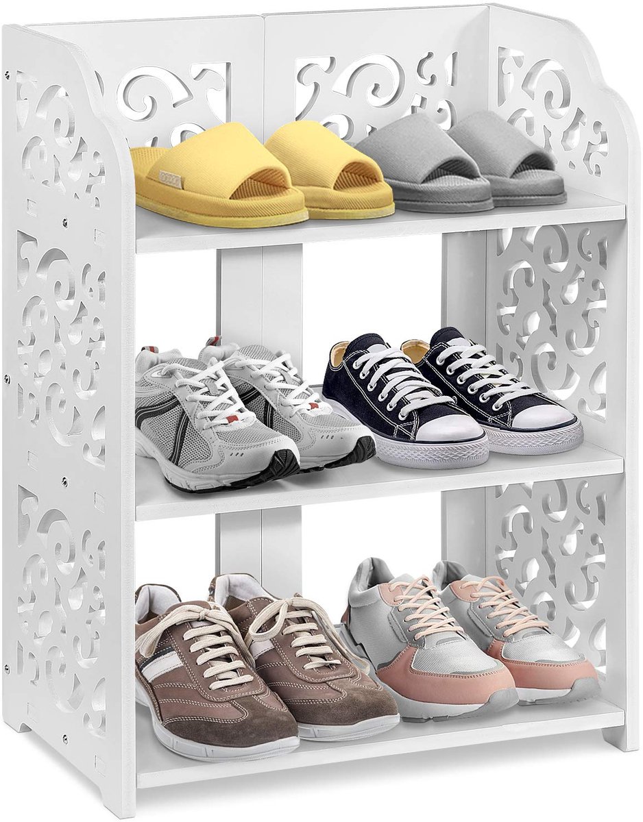 Gesneden schoenenkast, 3-laags vrijstaande schoenenkast, stapelbaar, voor hal, woonkamer, 40×23×51cm (6154049524509)