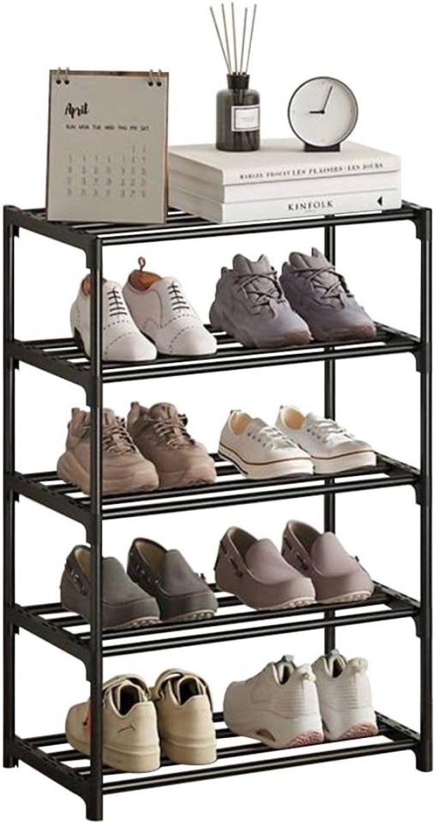 Goodivery ® Compact en Slank Schoenenrek voor Diverse Ruimtes, Anti-Roest, Stapelbaar en Veelzijdig Gebruik - Zwart - 4 niveaus (8721273189392)