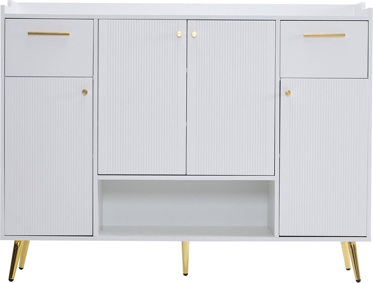 Gotagee Schoenenkast met 2 lades en 4 deuren, metalen poten staande kast (4255839408282)