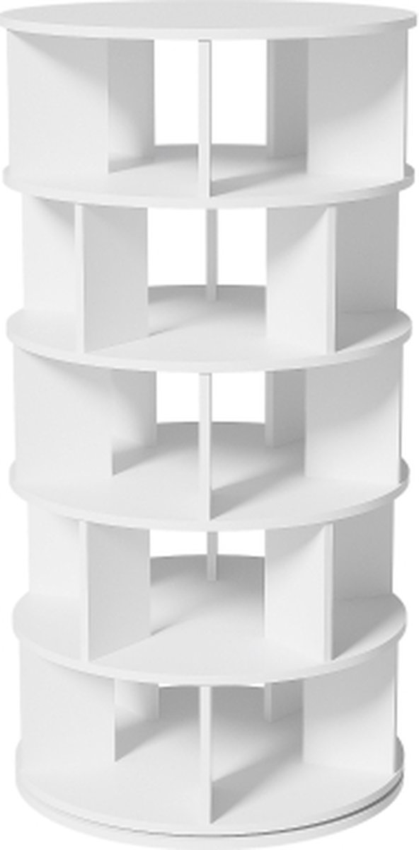 Gotagee Schoenenrek Schoenenkast Draaihoek Wit Rond 5 Niveaus 115x60cm (4255839416706)