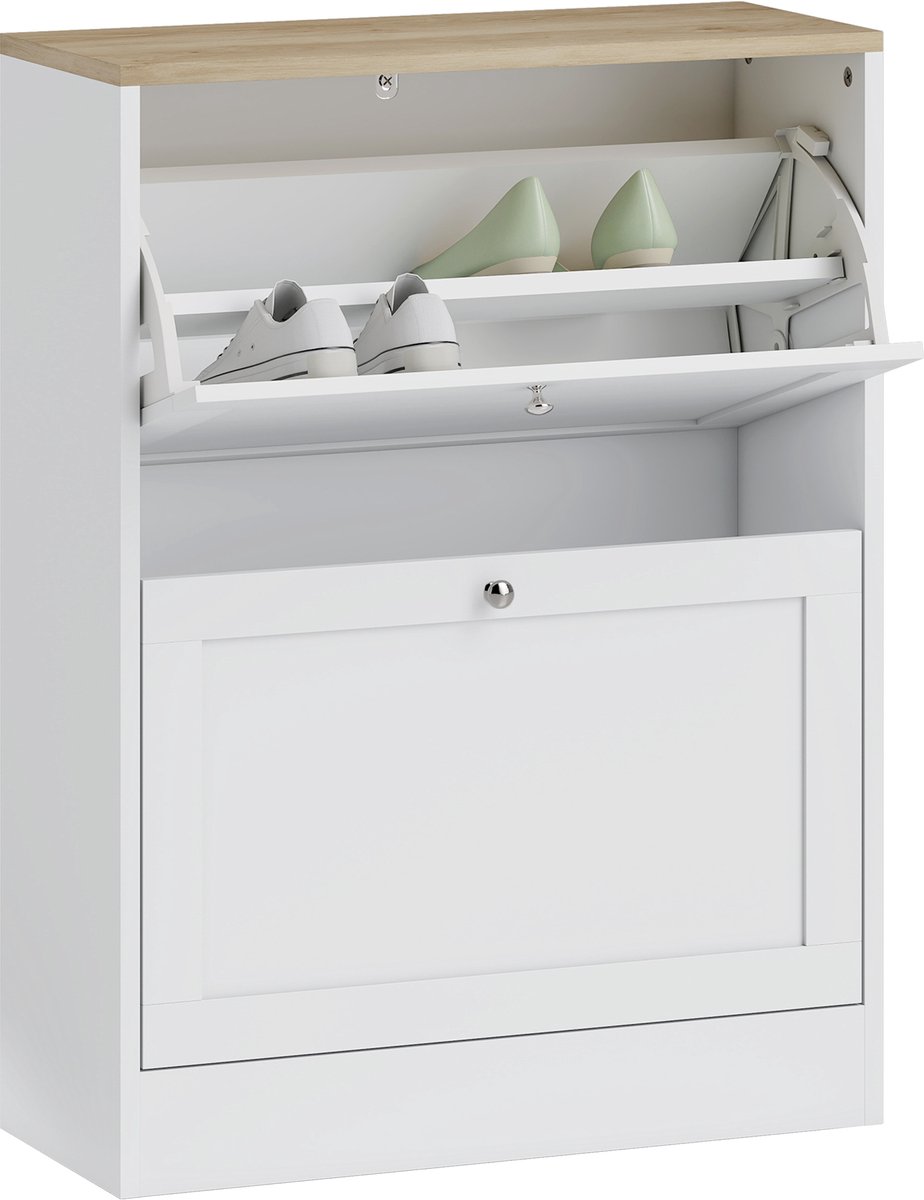 HOMCOM Klapbare schoenenkast - Spaanplaat - 60x24x80cm - Wit (3662970257739)