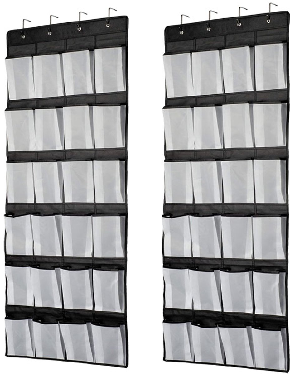 Hangende schoenenzakken - Opbergzakken voor schoenen - Over-deur garderobe organizer - Hangende opbergruimte - 2-pack - 48 compartimenten - Perfect voor thuisorganisatie (0672669727866)