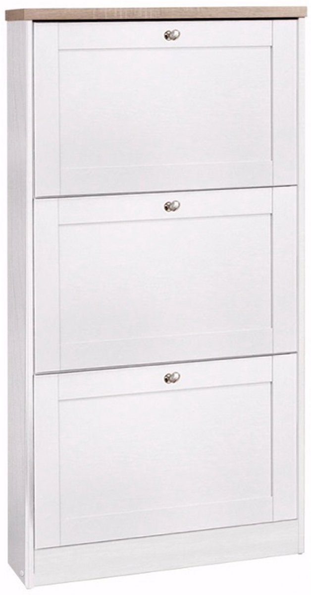 Heide|Schoenenkist met 3 kleppen Deuren in houtlook wit (5711950010012)