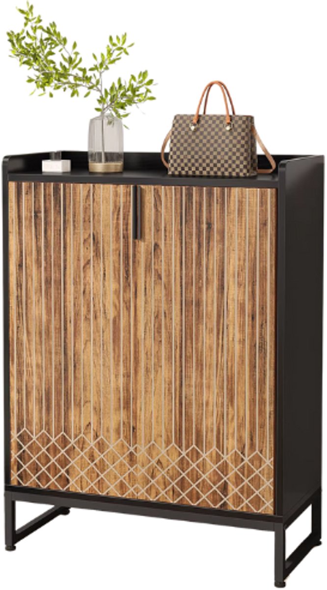 Hennova schoenenkast - Opbergkast - Schoenenrek - Met deuren - 5 Laags - Ruimte voor 25 paar schoenen - Eenvoudige montage - Houtlook - 73 x 35 x 110 cm (8721381581828)