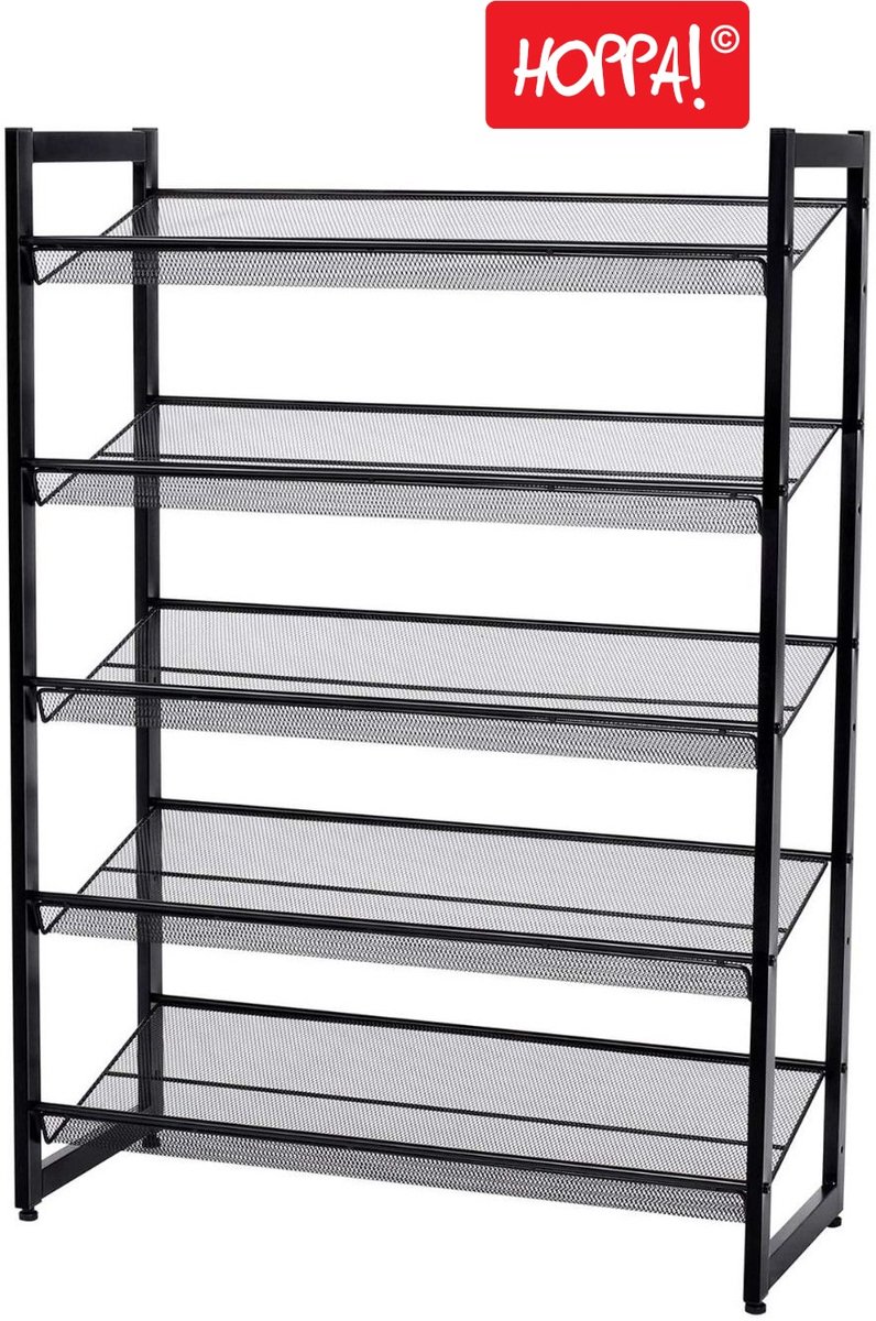 Hoppa! Schoenenrek - 5 Laags - Zwart - Ijzer - 75 x 31 x 105 cm (B x D x H) (8720791947538)