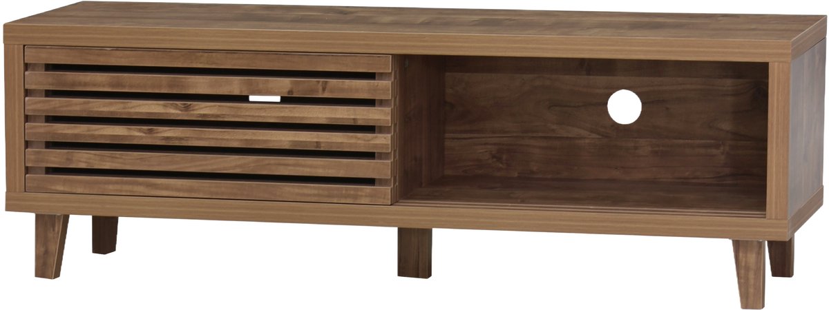 Houten Opbergkast Met Lameldeuren 140x35x45 cm Dressoir Sideboard Kast Met Ruime Opbergruimte Voor Woonkamer Slaapkamer Hal Scandinavische Stijl Eenvoudig Te Monteren (4255839478384)