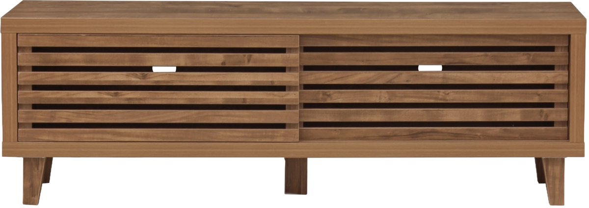 Houten Opbergkast Met Lameldeuren Dressoir Sideboard Kast Met Ruime Opbergruimte Voor Woonkamer Slaapkamer Hal Scandinavische Stijl Eenvoudig Te Monteren 140x35x45 cm (4255890930500)