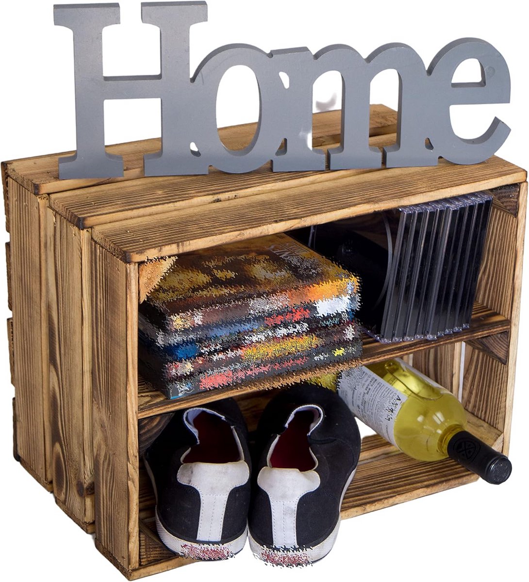 Houten Schoenenkast of Schoenenrek in Rustieke Fruitkist Stijl - Stabiel en Compact (9101059459359)