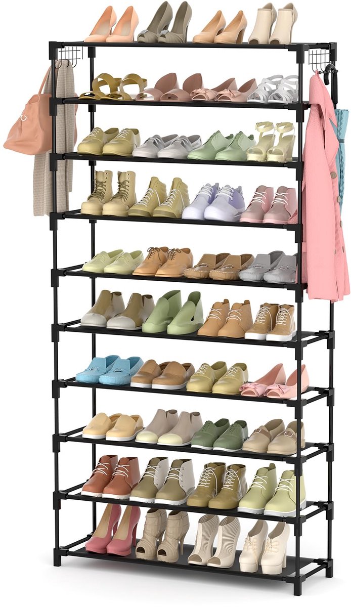 Ibenzoa® Schoenenrek met 10-Lagen voor 50 Paar, Metalen Organizer voor Ruimtebesparing in Huis (8721358223447)