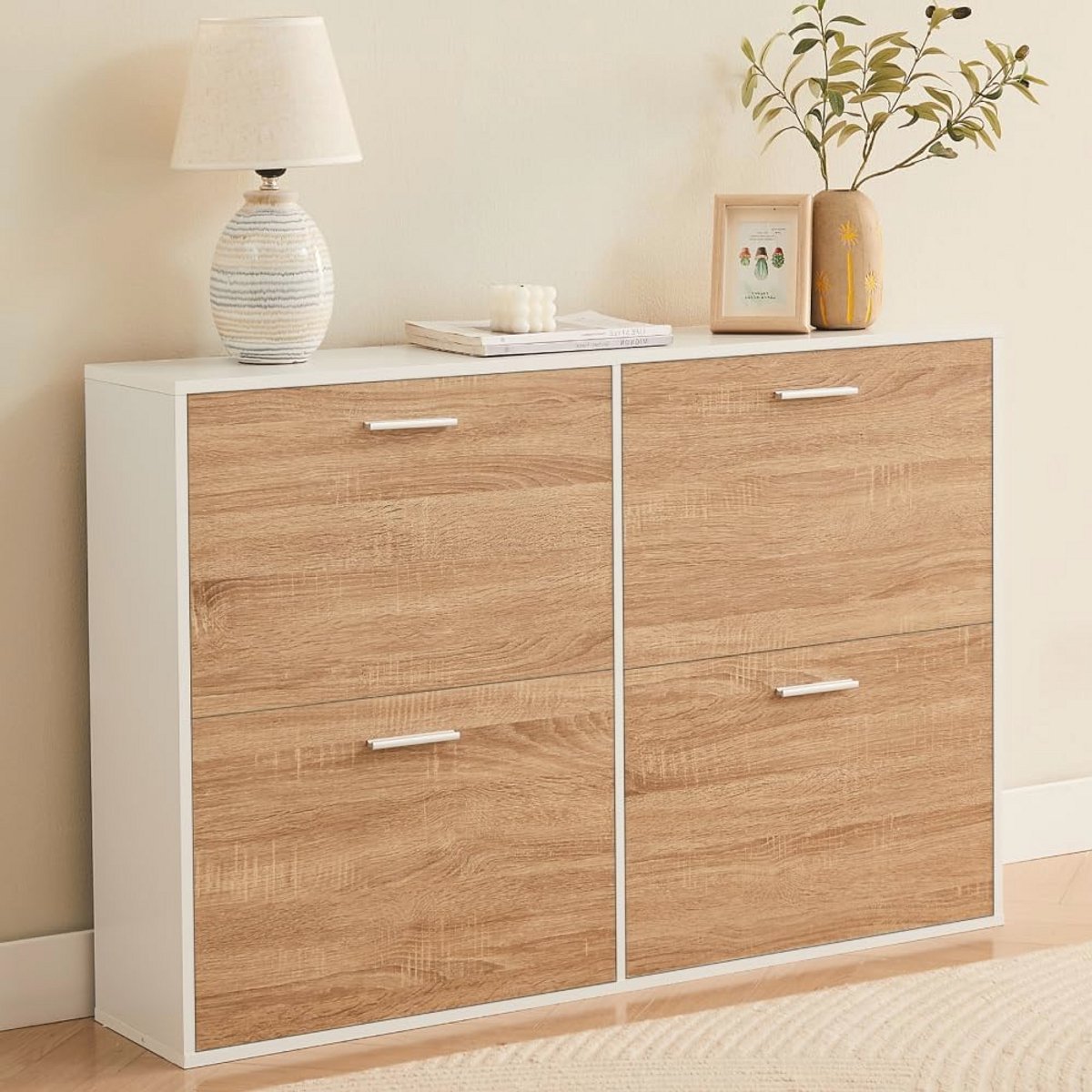 Industriële schoenenkast met 24 paar capaciteit en dubbel vak voor hal of entree (9101065235183)