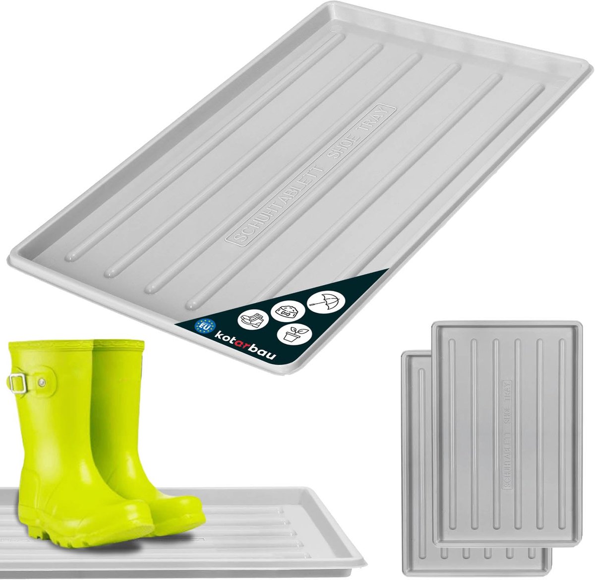 KOTARBAU® Set van 2 schoenenafdruipbakjes 45 x 30 cm schoenbak grijs (5907465979832)