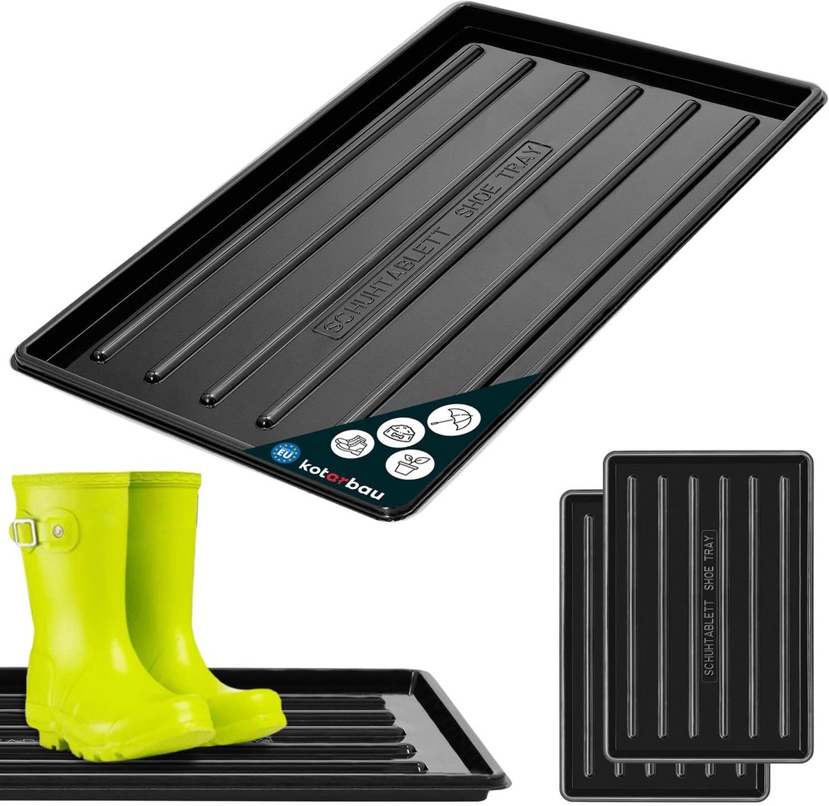 KOTARBAU® Set van 2 schoenenafdruipbakjes 45 x 30 cm, zwart (5907465979825)
