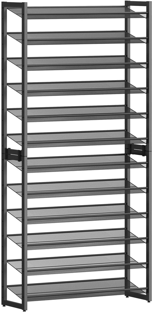 LabelOne Schoenenrek - Schoenenkast - Schoenen Opbergsysteem - 48 paar schoenen - verstelbare planken - 92,5x30,7x223 cm - zwart (8721472820799)