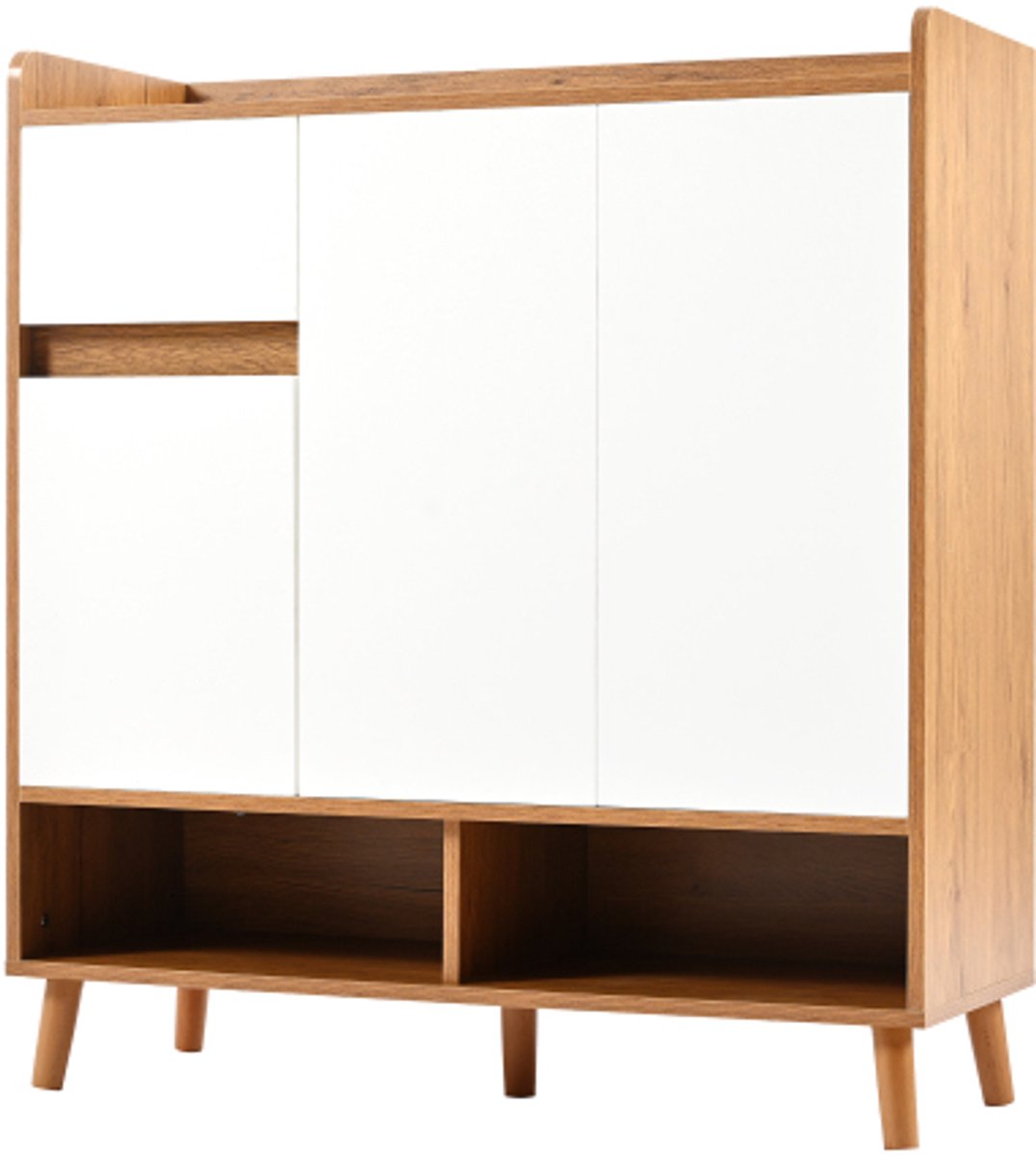 Ladekast / dressoir / schoenenkast met verstelbare planken - Minimalistische thuisorganizer met massief houten poten - Afmetingen: H99 cm x B90 cm x D35 cm (4255839466053)