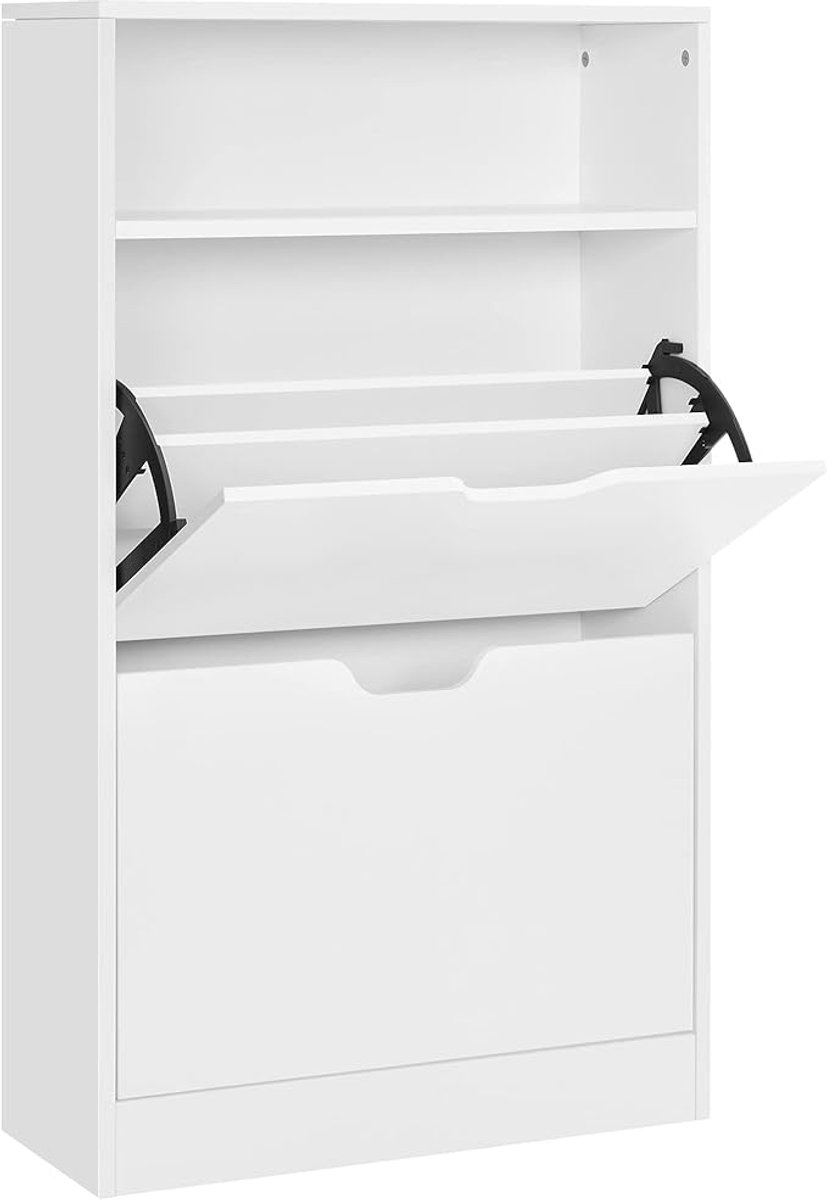 MAZAZU - Schoenenkast - 2 kleppen - Halmeubel - Wit - 60x24x102 (8720909812055)