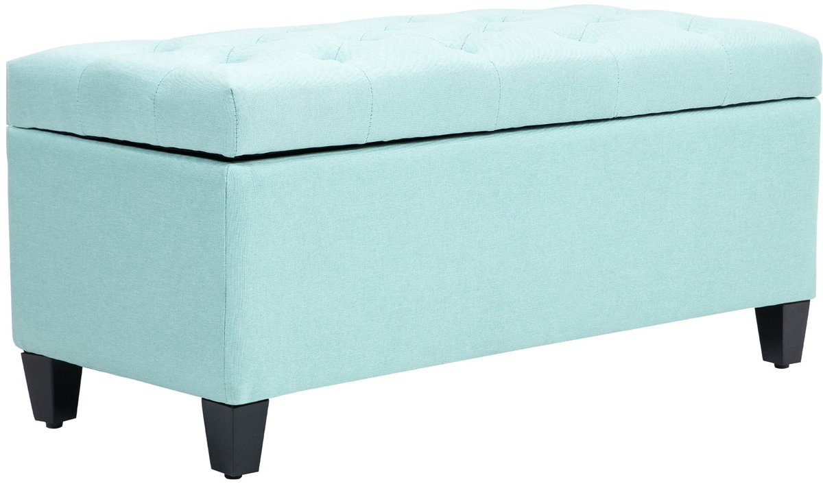 Merax Opbergbank met Zitting - Groen - 100x40x44 cm - Zitbank met Opbergruimte - Fluweellook - Halbank - Slaapkamerbank - Houten Poten (8721178466581)