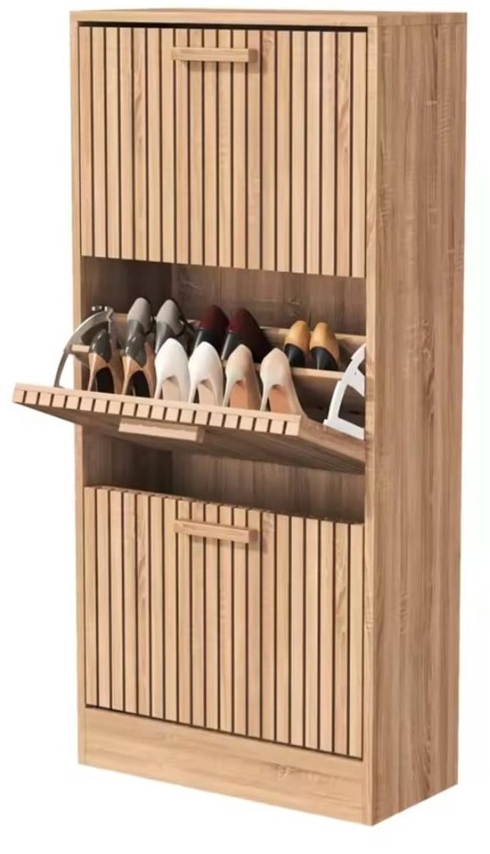 Moderne Schoenenkast - Houten Schoenenrek - Rotan Design - Ruimtebesparend - Tot 24 Paar (8721447042416)