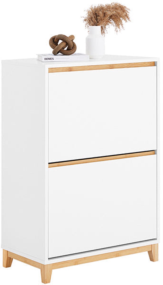 Moderne schoenkast - opvouwbare compartimenten - Space -sparende opslag - MDF & Bamboo - 60x91x34cm (6097651672698)