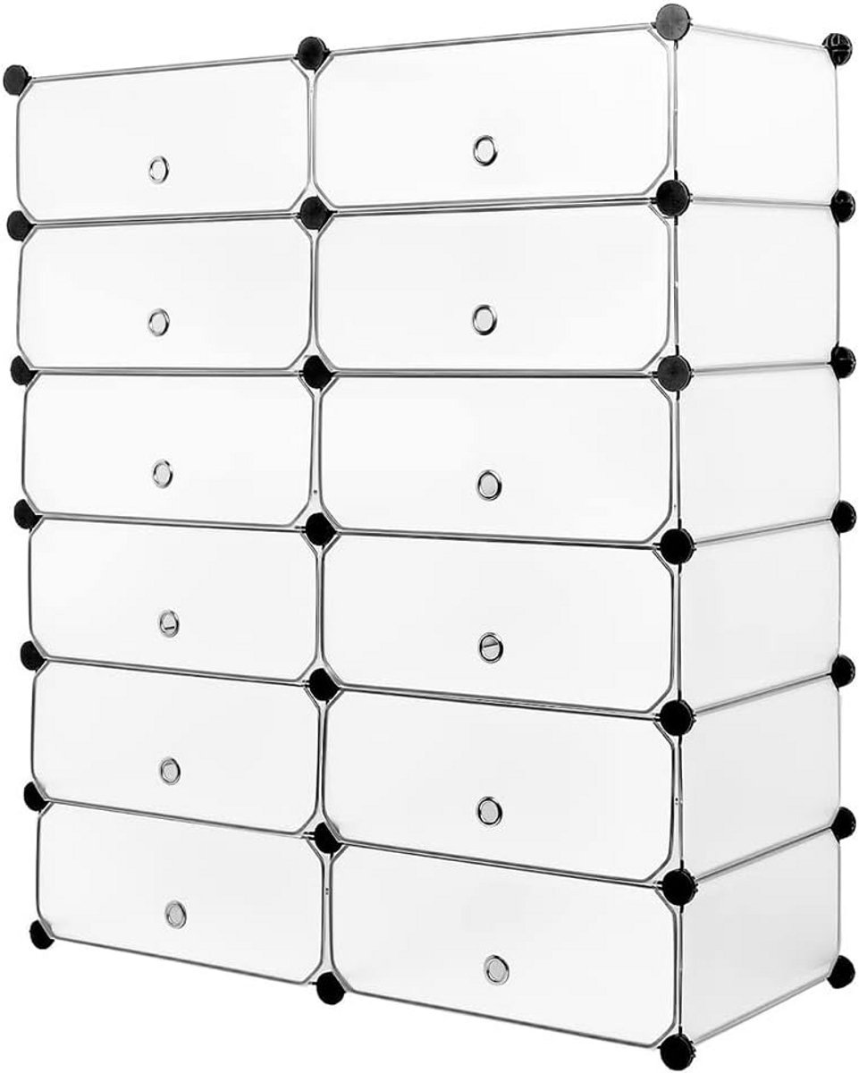 Modulaire Kledingkast Rek Systeem - Opvouwbare Plug-in Opbergkast met Deuren (9101064383397)