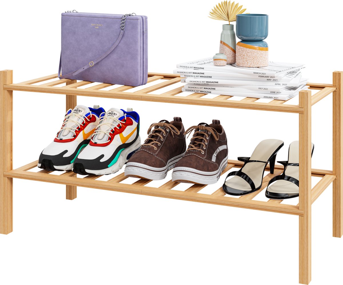 Nolad Schoenenrek - Bamboe Schoenenrek - 2 niveaus - 35x28x69cm - Hout (8720682141939)