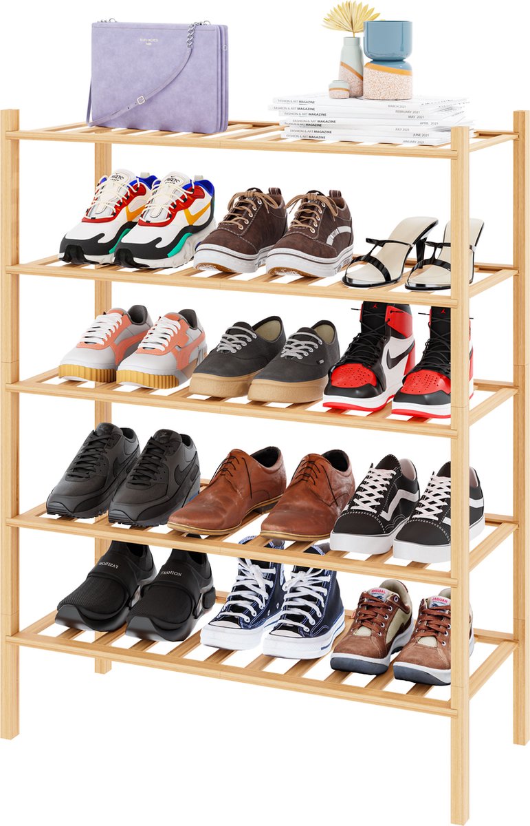 Nolad Schoenenrek - Bamboe Schoenenrek - 5 niveaus - 83x28x69cm - Hout (8720682141960)