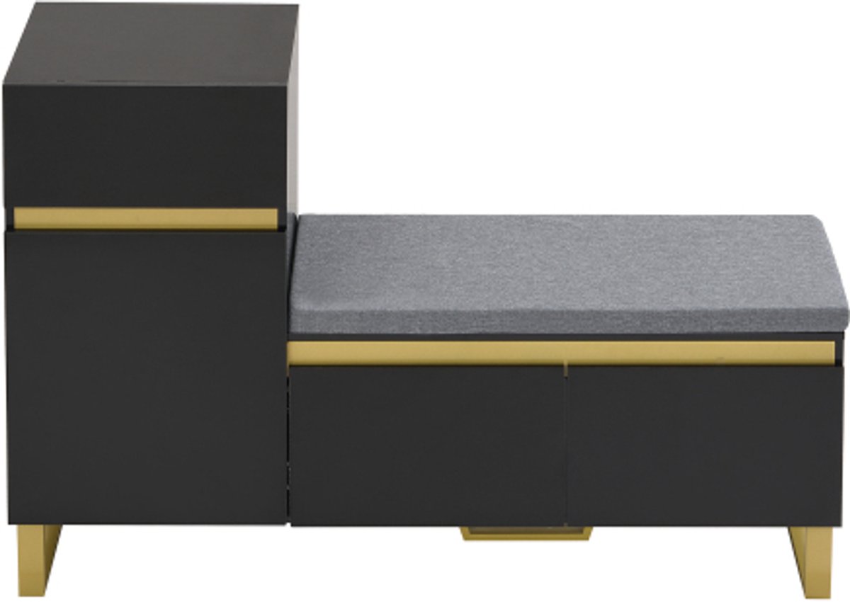 Opbergkast 120X35X85 cm Schoenenkast Kast Zwart MDF Modern Minimalistisch Hal Organizer Met Laden En Deuren Voor Thuis (4255890959365)